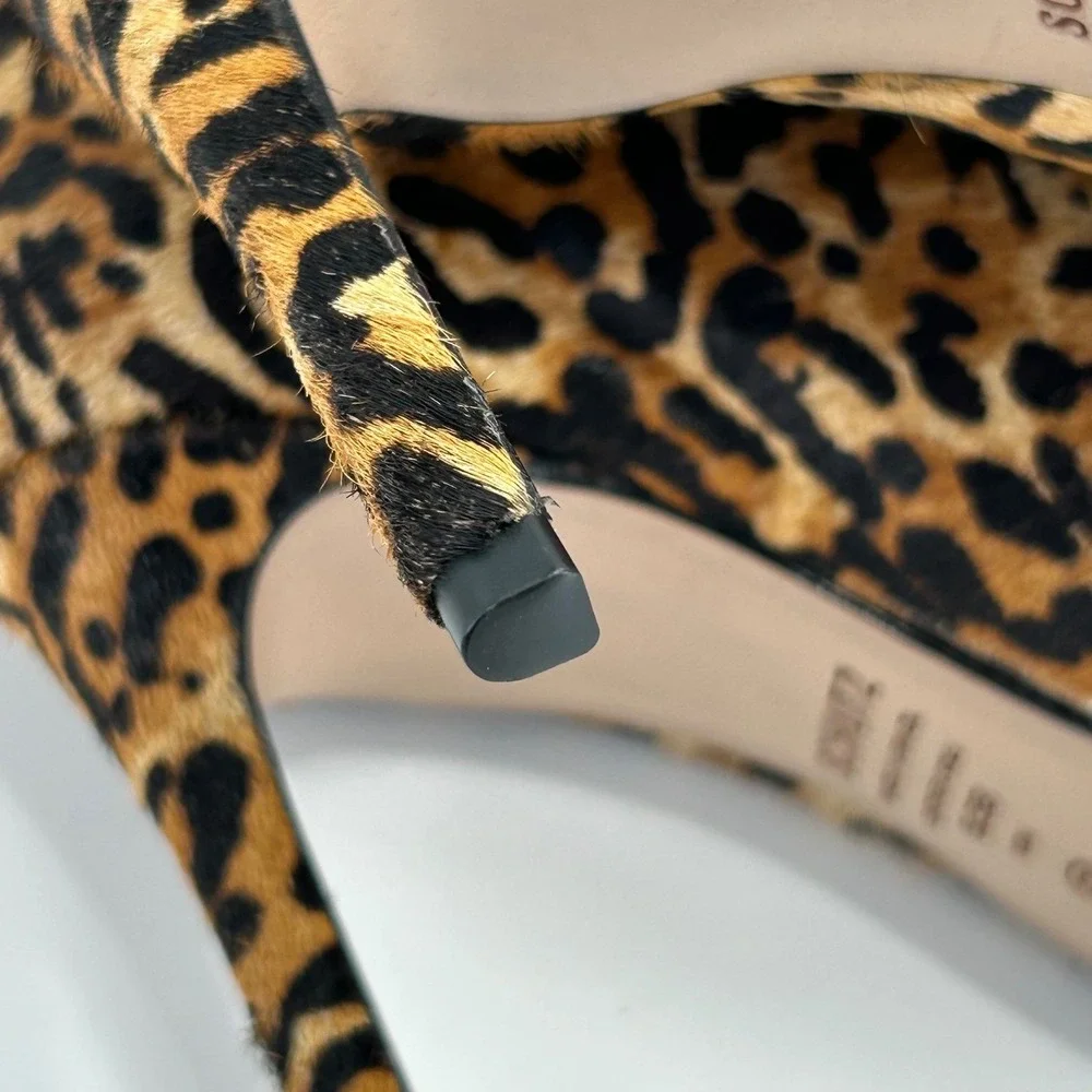 Schutz Size 5.5 Leopard Print Knee High Boots Calf Hair Stiletto Heels NEW  $338